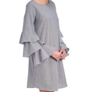 NWT PHILOSOPHY BLUE & WHITE STRIPE RUFFLE DRESS SIZE 8